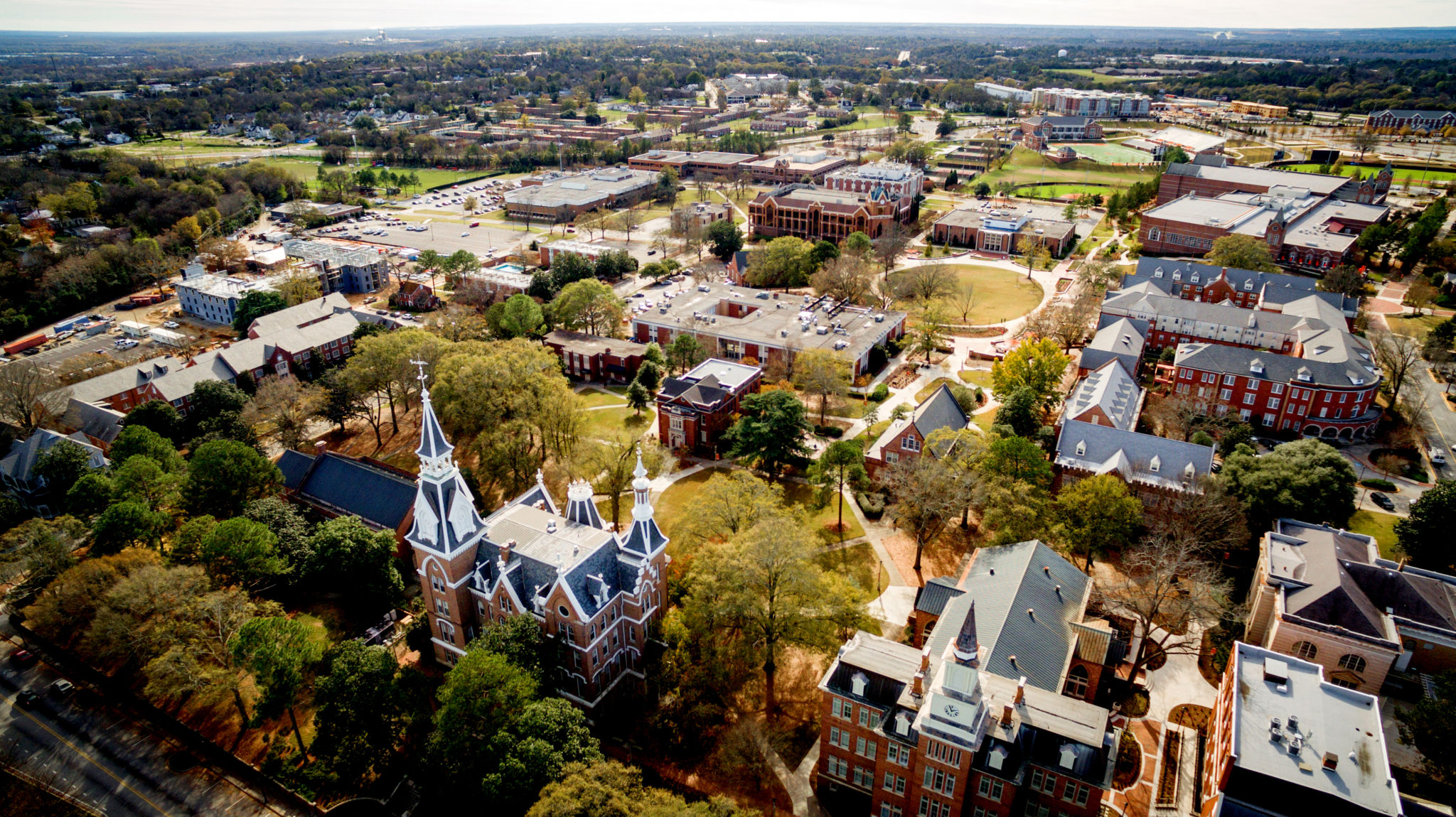 Aerial shot of campus