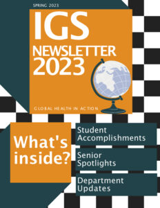 the cover of the igs newsletter 2023 features a globe