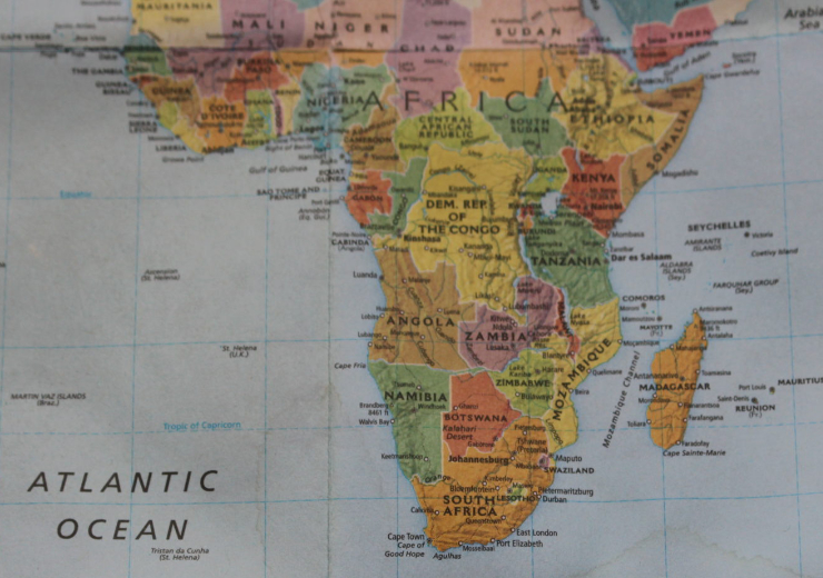 A map of Africa shows each country in a different color.